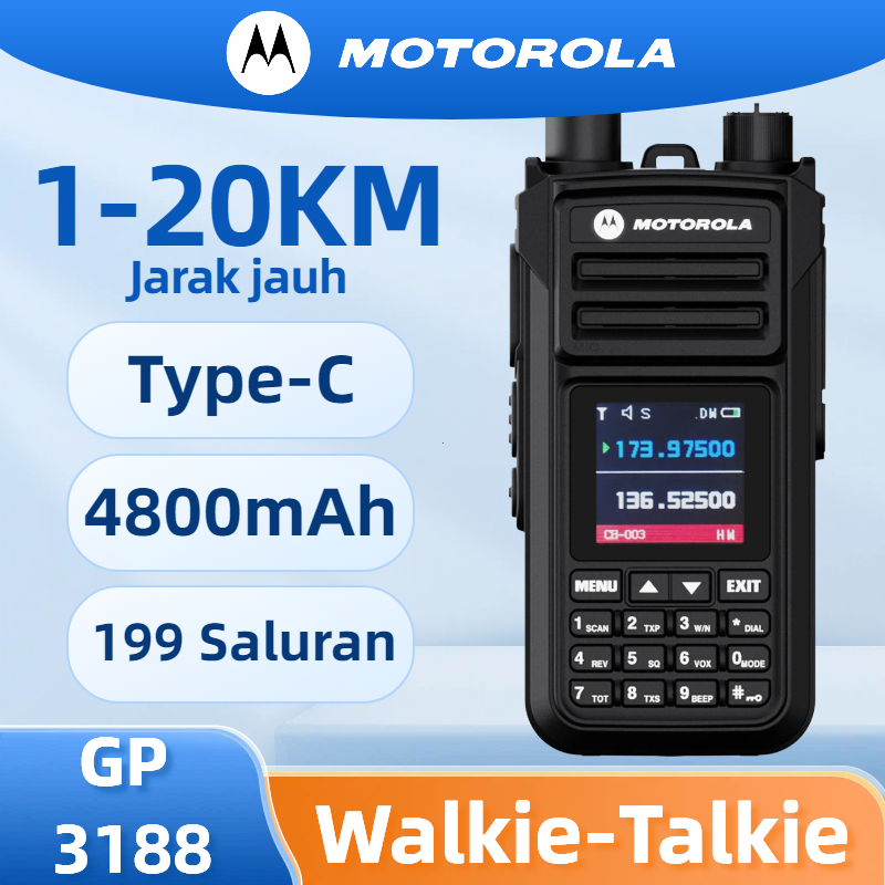 CHERGO - HT Motorola GP3188 Walkie Talkie 20KM walki talkie jarak jauh 10Watt Handheld Talkie Walkie