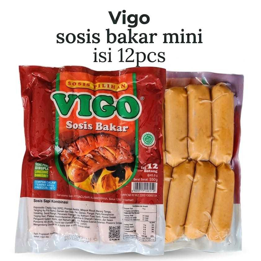 Vigo Sosis Bakar Sapi Mini Original 500Gram/12S | Vigo Sosis Sapi Bakar Frozen