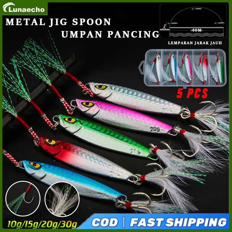 Set Umpan Pancing Metal Jig 5pcs | Sinking Minnow Lure Casting Ultralight, 10g/20g 5.1cm, Umpan Jigg