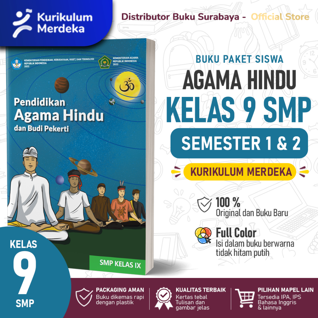 Buku Agama Hindu Kelas 9 SMP Kurikulum Merdeka Original Berwarna