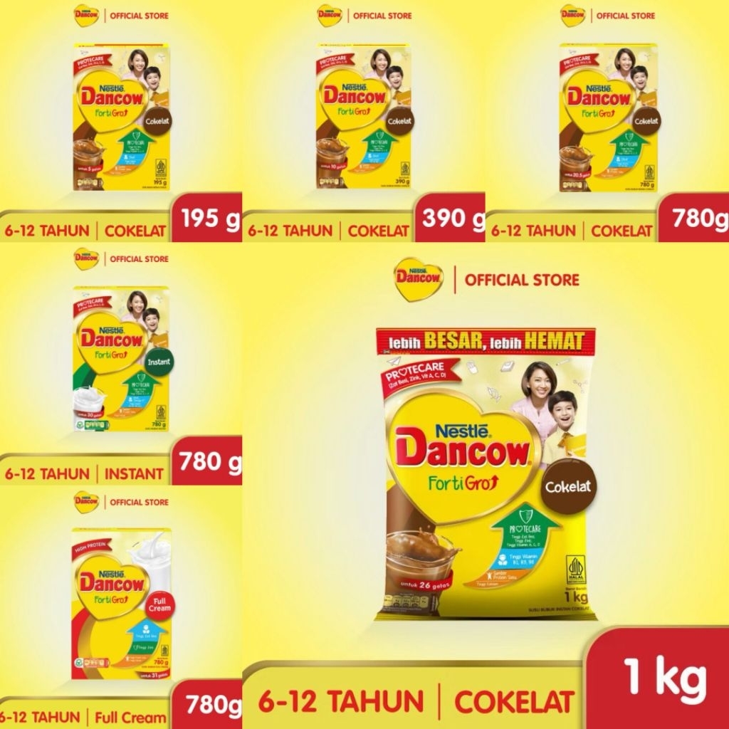 Dancow Fortigro Cokelat 195gr/90gr/780gr/1kg/ Dancow Fortigro Full Cream 780gr/ Dancow Fortigro Inst
