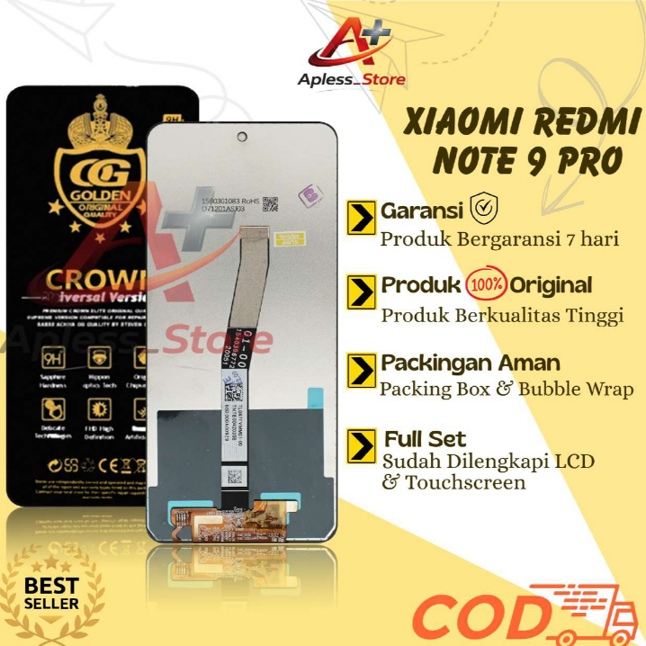 LCD TOUCHSCREEN XIAOMI REDMI NOTE 9 PRO / NOTE 9S ORI FULLSET / LCD REDMI NOTE 9S