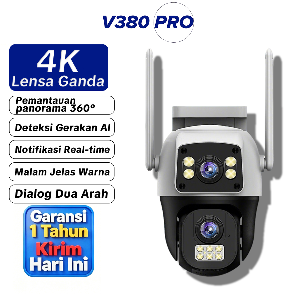V380 Pro CCTV 4G&WIFI 4K Deteksi Dan Pelacakan Manusia AI Tahan Air IP66 Notifikasi Real-time