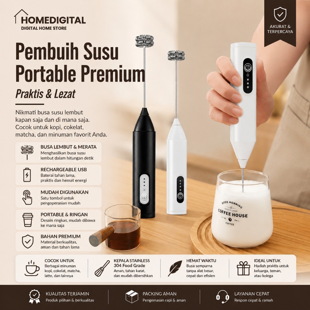 [Model KD-319] Milk Frother 3 Kecepatan Pengaduk Kopi Elektrik Pengaduk Matcha Pengaduk Minuman Elek