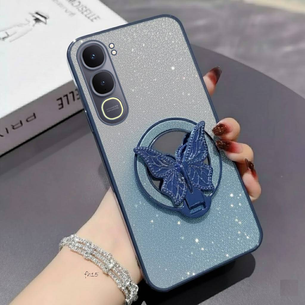 Soft Case Vivo Y21D Y31 Casing Glitter Blink Blink Ring Buterfly Miror