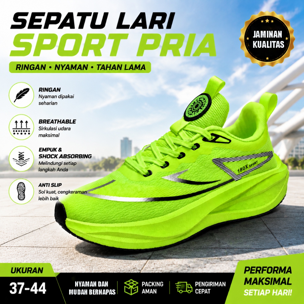 SIZE 37-44 SEPATU LARI PRIA SEPATU LARI BERTALI BREATHABLE RUNNING SHOES