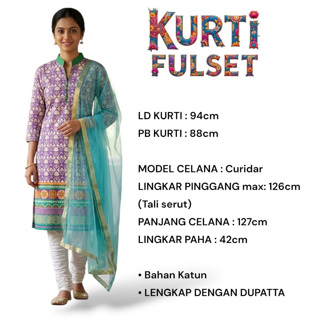 Kurti India Baju India Wanita Setelan Celana lengkap murah
