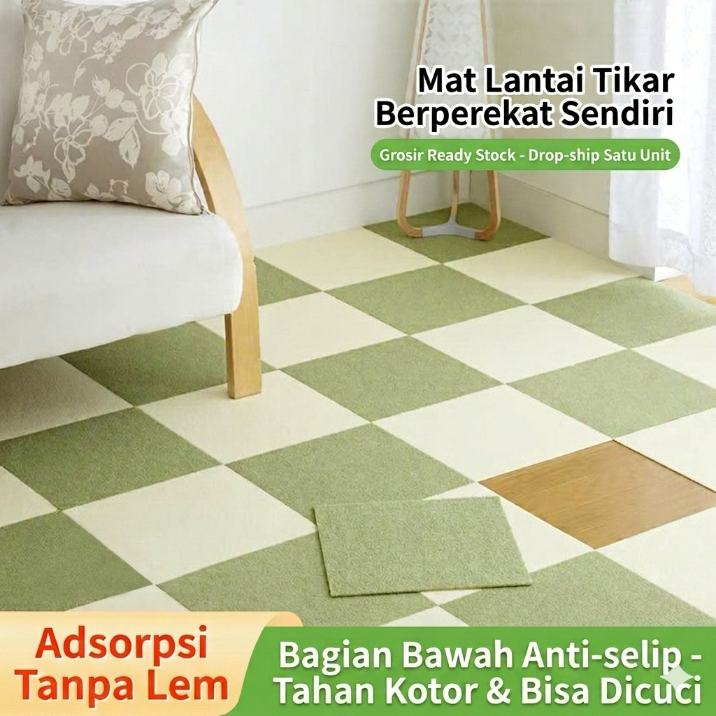 Stiker Karpet Lantai Polyester Anti Slip Stiker Dekorasi Lantai Kantor Hotel Perekat Karpet Tempat F