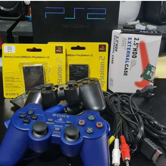 Sony PS2 FAT Playstation 2 Seri 5 Matrix 3.0 Full Set 2 Stick MC Boot Free Hardisk 250GB Game Memory