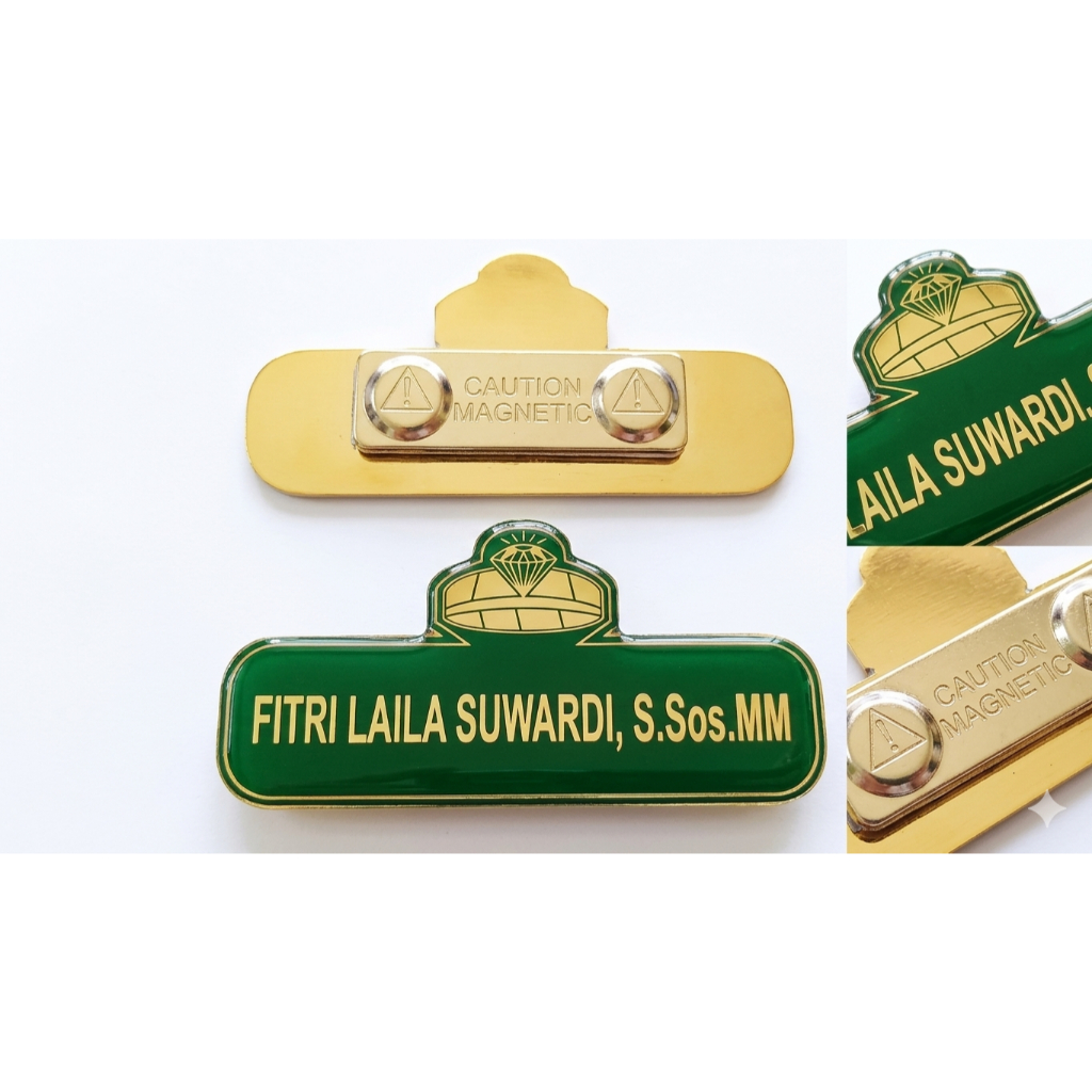 Nametag Kuningan, Nama dada, Nametag stainless, Custom nametag, Custom nama dada