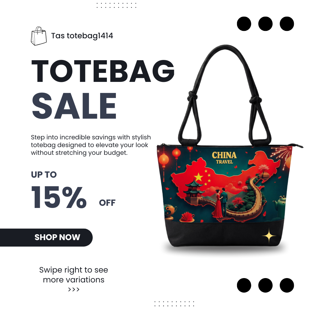 Tas Kanvas Tali Sumbu Handbag Kanvas Motif China Tali Sumbu Tas Mukena Tas Tote Bag