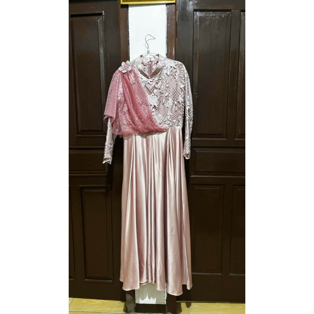 PL baju gamis brukat satin