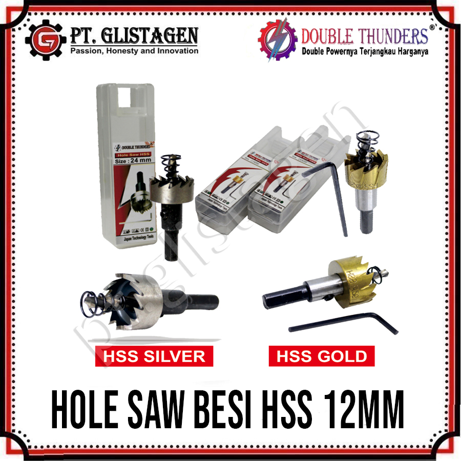 Double Thunders Hole Saw HoleSaw Besi HSS 12mm Mata Bor Besi Holesaw 12MM