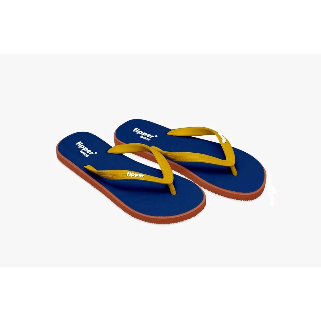 FIPPER Wide Blue (Sherpa) / Maroon / Gold - sandal jepit pria/wanita