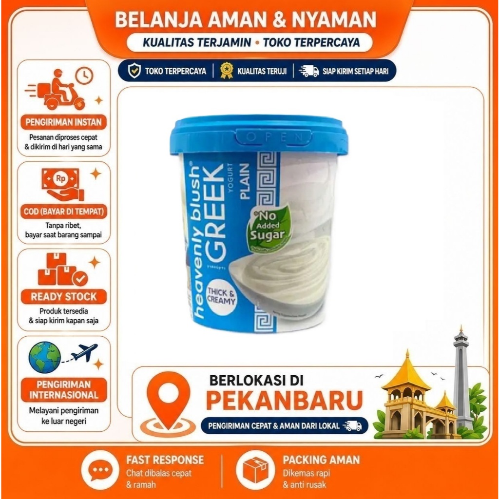 [SDW] pekanbaru/1 kg Heavenly Blush Greek Yogurt Plain Tinggi Protein, Tanpa Gula Tambahan, Lembut