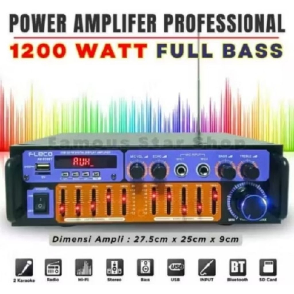TERBARU 2026 POWER AMPLIFIER BLUETOOTH KARAOKE SUBWOFER SUPER BASS FLECO 916