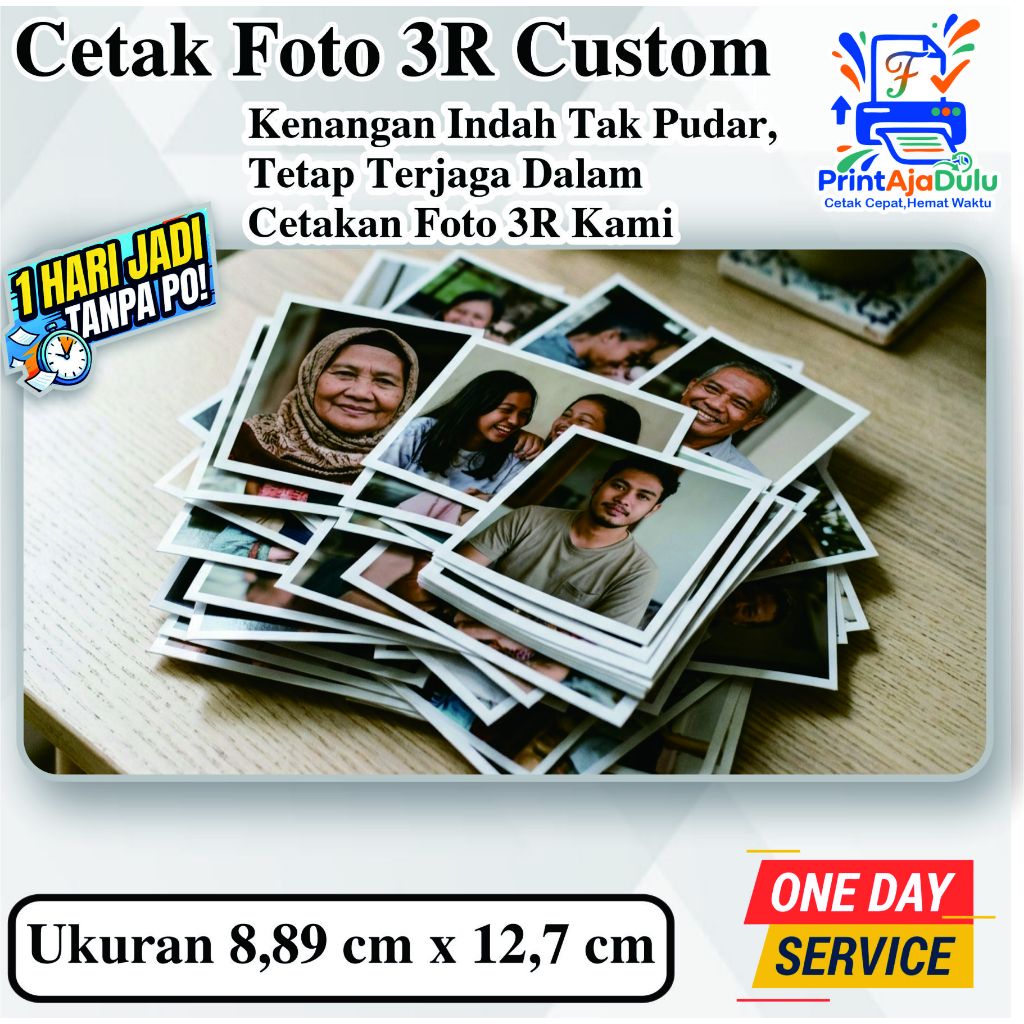 Cetak Foto 3R Custom,Ukuran 8,89 cm x 12,7 cm, Bahan Art carton 260 gsm