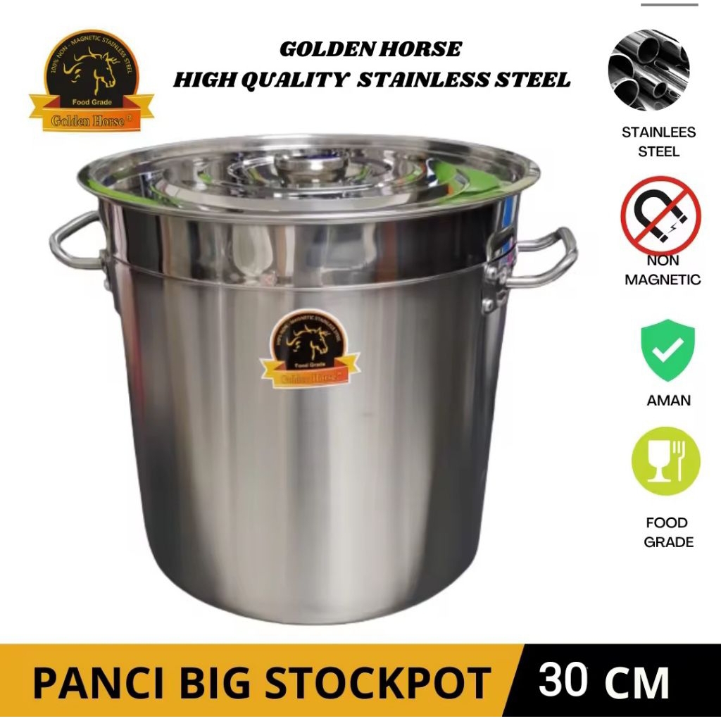 Stok pot stainless 30 cm Golden horse/ Panci Tinggi stainless 30 cm Golden horse