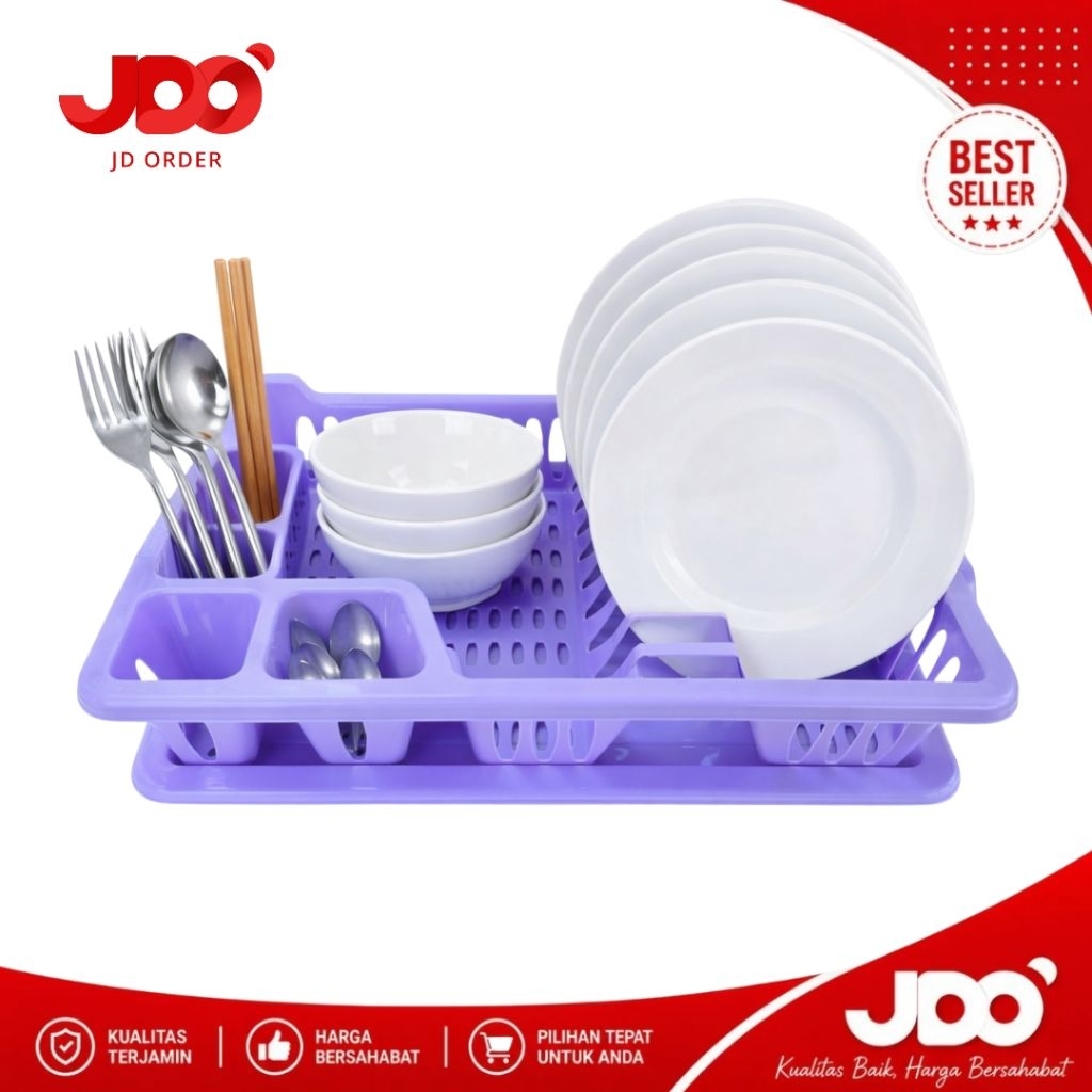 JDO Rak Piring + Tatakan Plastik Lovenia, Rak Piring Plastik Wastafel Kicthenware