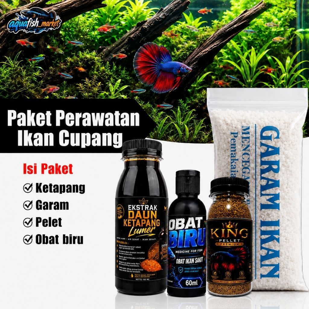 Paket Perawatan Ikan Cupang, Guppy, Glowfish, Lengkap - hemat murah berkualitas