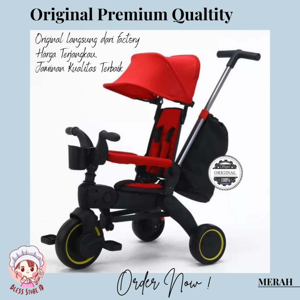 Sepeda Anak Roda Tiga Bisa Dilipat / Stroller Sepeda Roda Tiga / Sepeda Anak