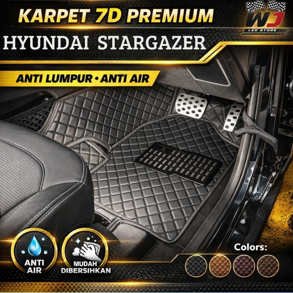 Karpet Mobil Hyundai Stargazer (7 & 8 seat) Tahun 2022-2025 Premium 7D Full Set Bagasi Mewah Anti Ai