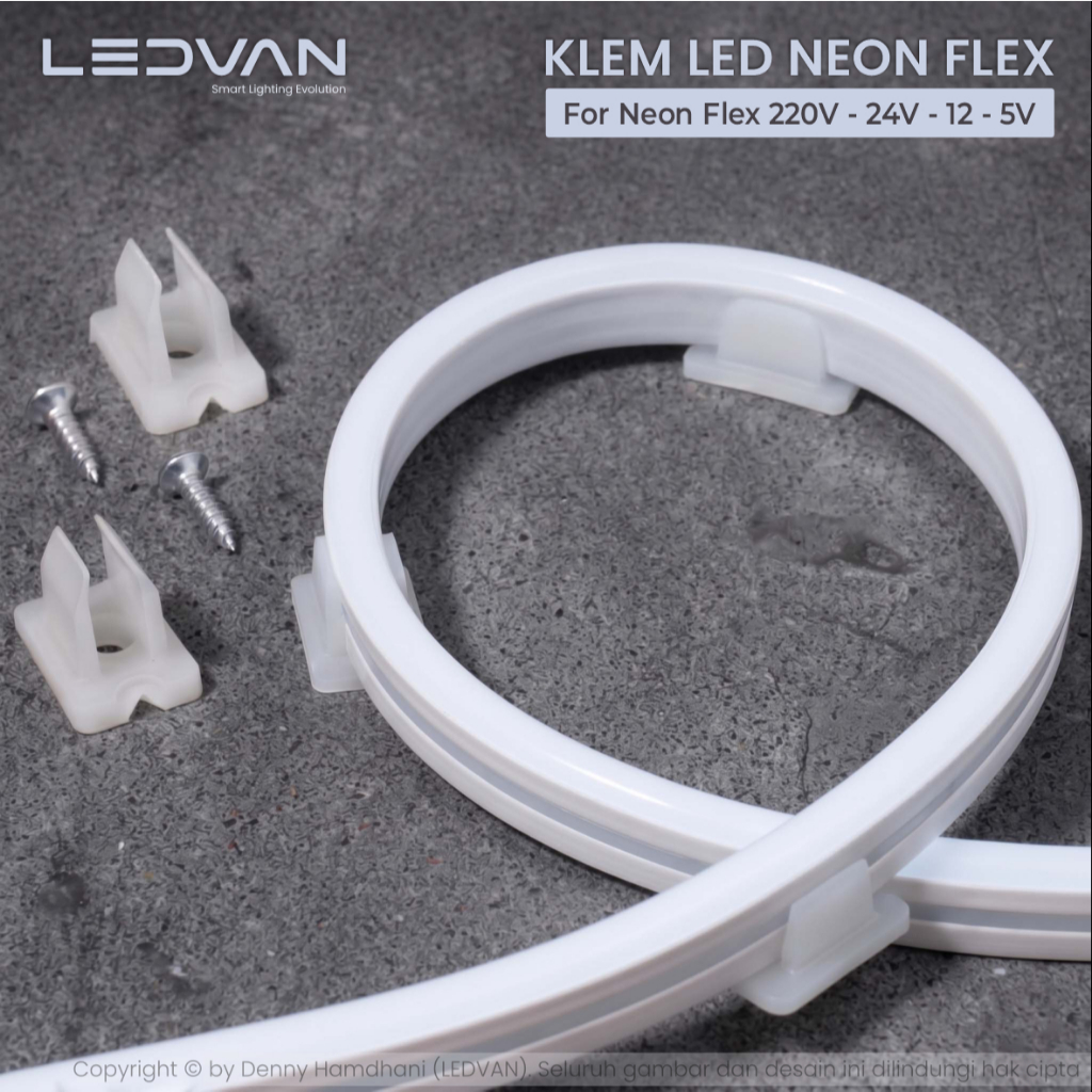 Klem Neon Flex - Bracket Dudukan Lampu Neon Flex 220V 24V 12V 5Volt  6mm 8mm Penjepit lampu Selang s