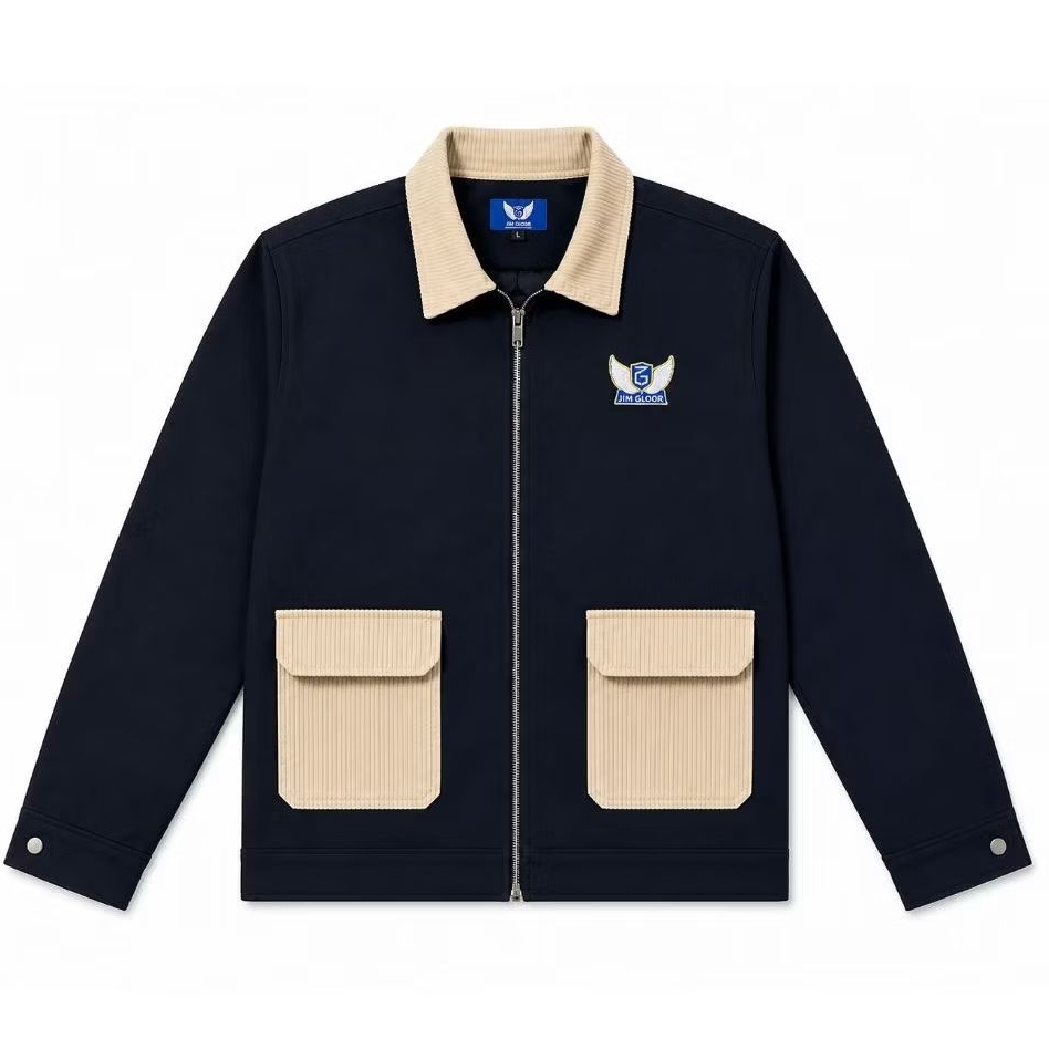 Work Jacket Kerah Corduroy Pria | Jaket Vintage Two Tone Item Cream