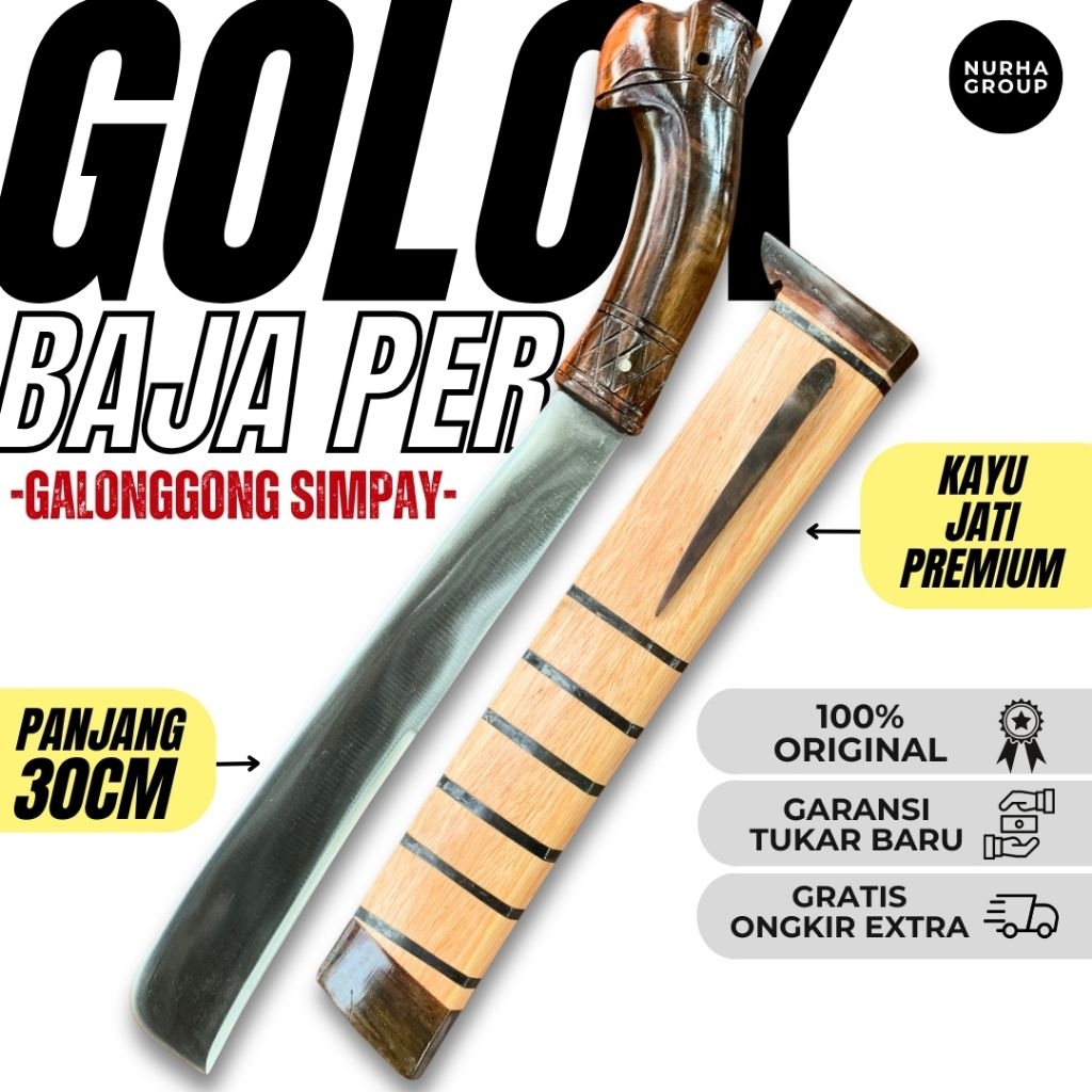 Golok Baja Perkakas Multifungsi Asli Awet 30 cm galonggong simpay