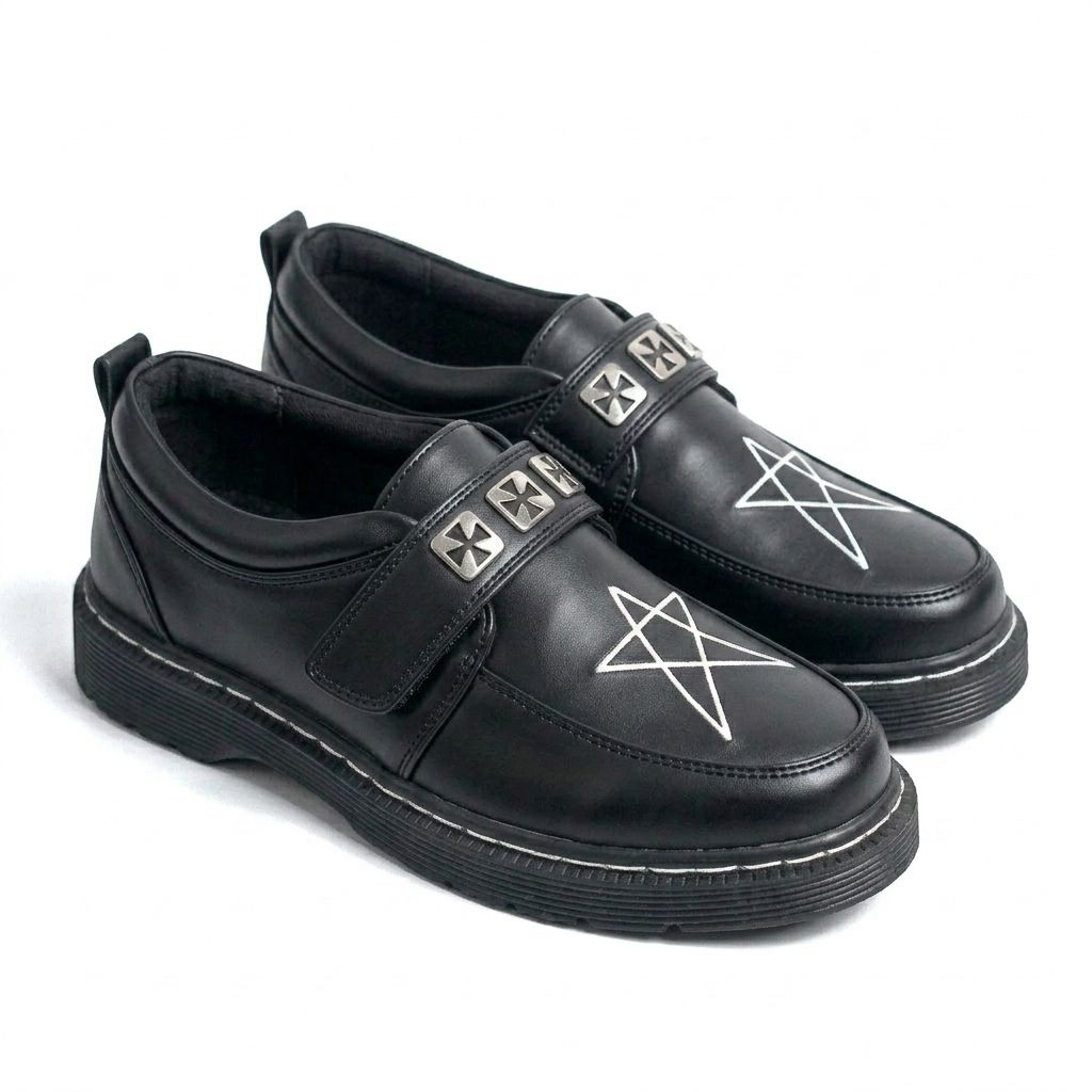 NYKRMN - Sepatu Loafers Docmart Bintang Skena Pria Casual Punk Sekolah Kuliah Pantofel Kerja Formal 