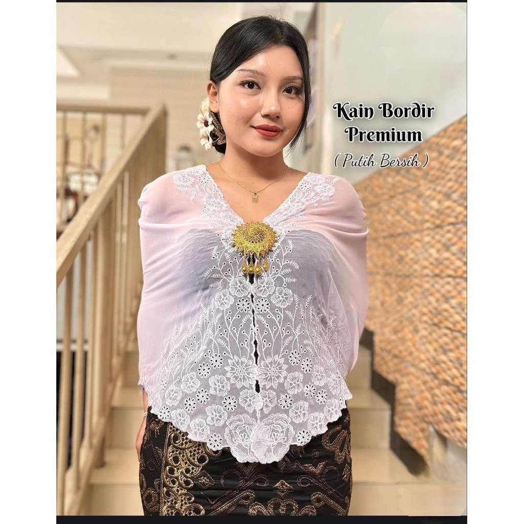 Kain Kebaya Bordir Putih