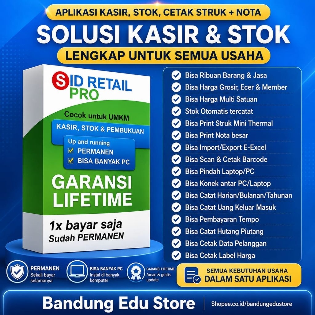 Aplikasi Kasir SID Retail Pro Untuk Toko Minimarket ORIGINAL POS Full Verison Lifetime Komputer Klon