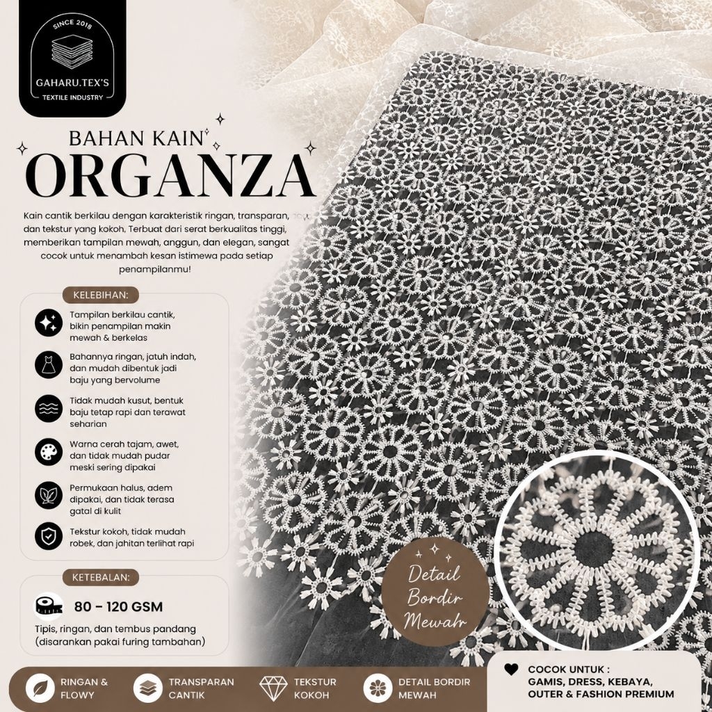 kain organza // kain organza premium // kain organza bordir
