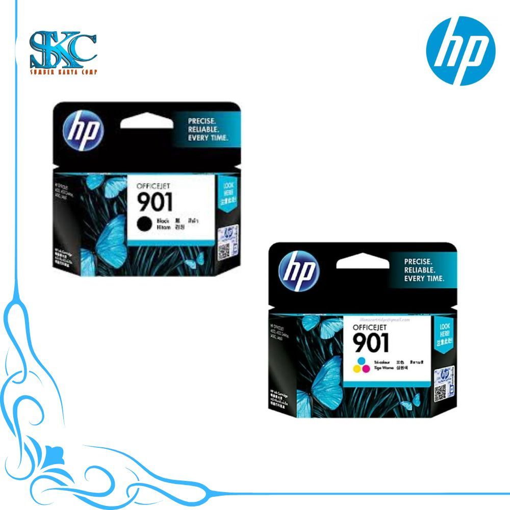 Hp Paket Tinta Cartridge 901 Black Dan901 Color Original