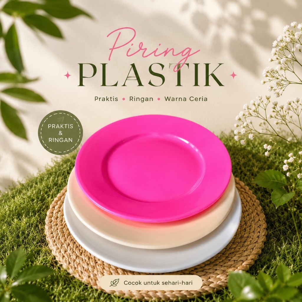 Piring Ceper Melisa Plastik 10Inch Memiliki 3 Warna Pink Cream & Putih