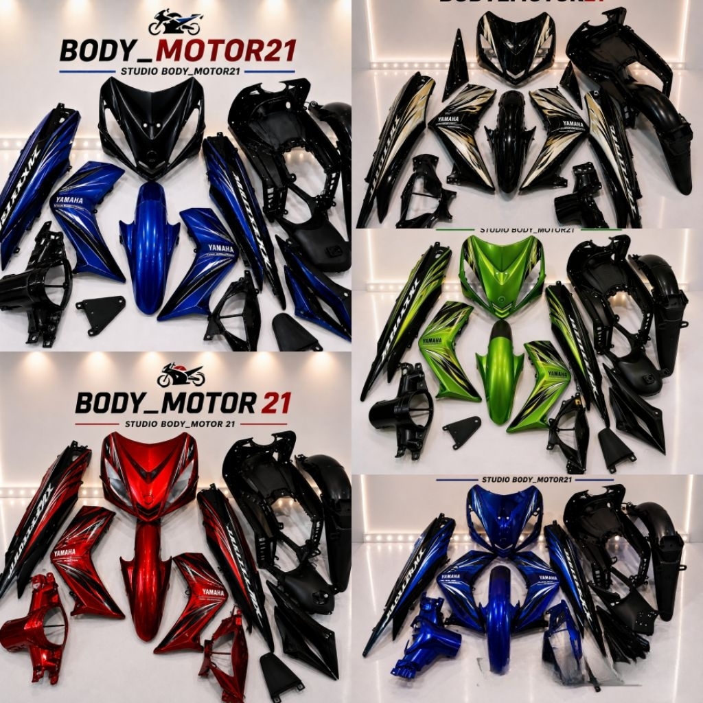 FULL BODY SET HALUS KASAR JUPITER MX LAMA/OLD KOPLING TAHUN 2005-2010 HIJAU, MERAH, HITAM, BIRU STRI