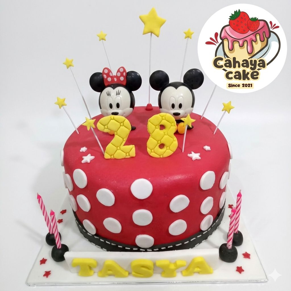 Mickey Minnie Mouse Cake / Kue Ulang Tahun Mickey Minnie Mouse / Kue Ultah Karakter Mickey Mouse
