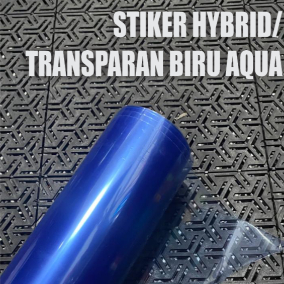 stiker hybrid/transparan biru