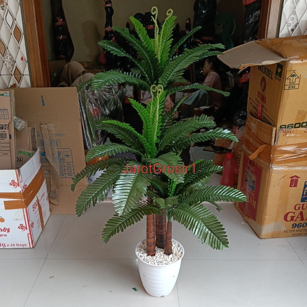 PALM KRISTAHTAH VAS TAWON TINGGI 100CM // PALM PLASTIK //  PALM ARTIFICIAL // POHON PLASTIK PALM
