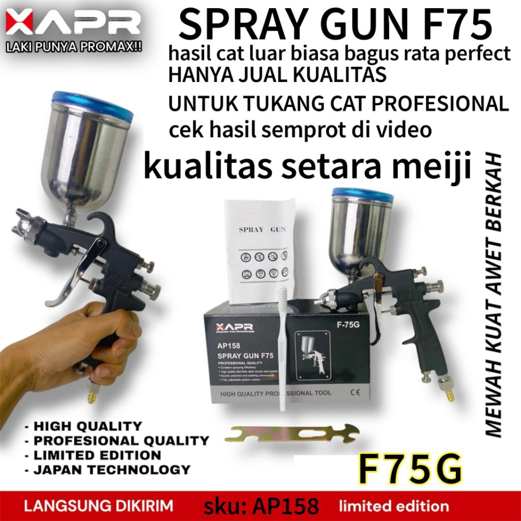 XAPR spraygun F75 setara meiji alat semprot cat nozzle 1,5mm tabung atas 400ml kualitas sama meiji