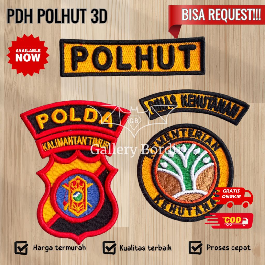bordir polhut timbul pdh | polisi hutan atribut