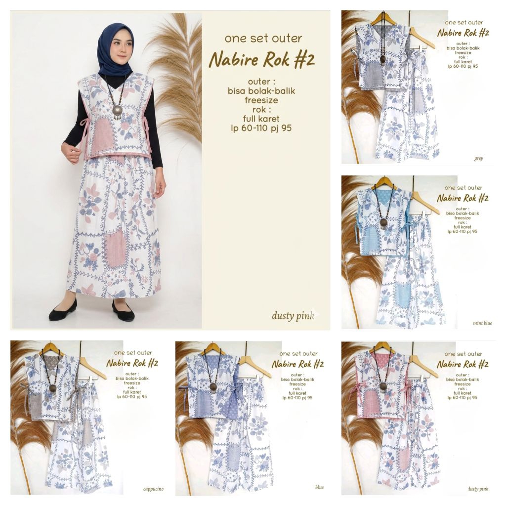 one set outer modern motif bordir (outer bolak balik)