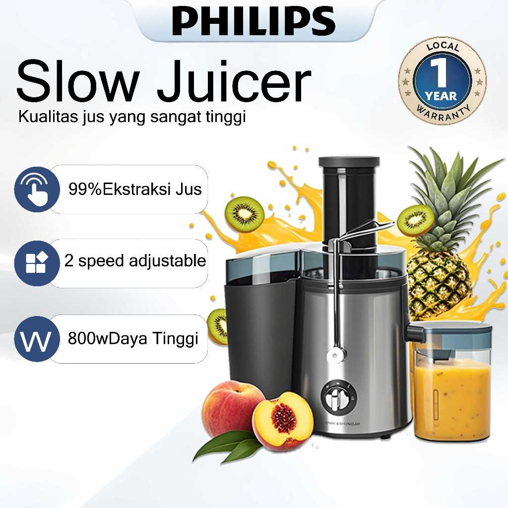 Philips Slow Juicer Multifungsi Juicer Extractor 800w Fresh Fruit Juice Blender 350Ml Pembuat Jus Po