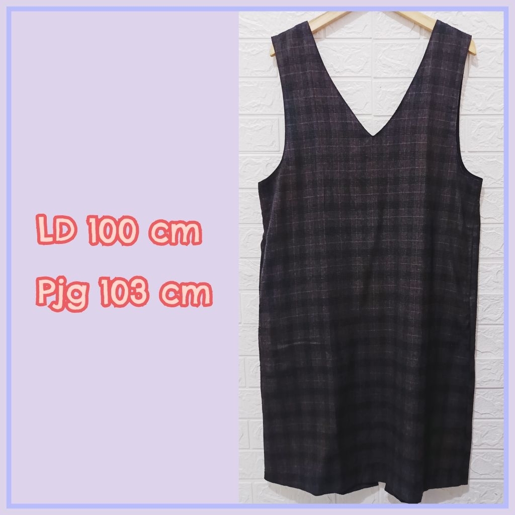 Dress overall kotak-kotak tartan