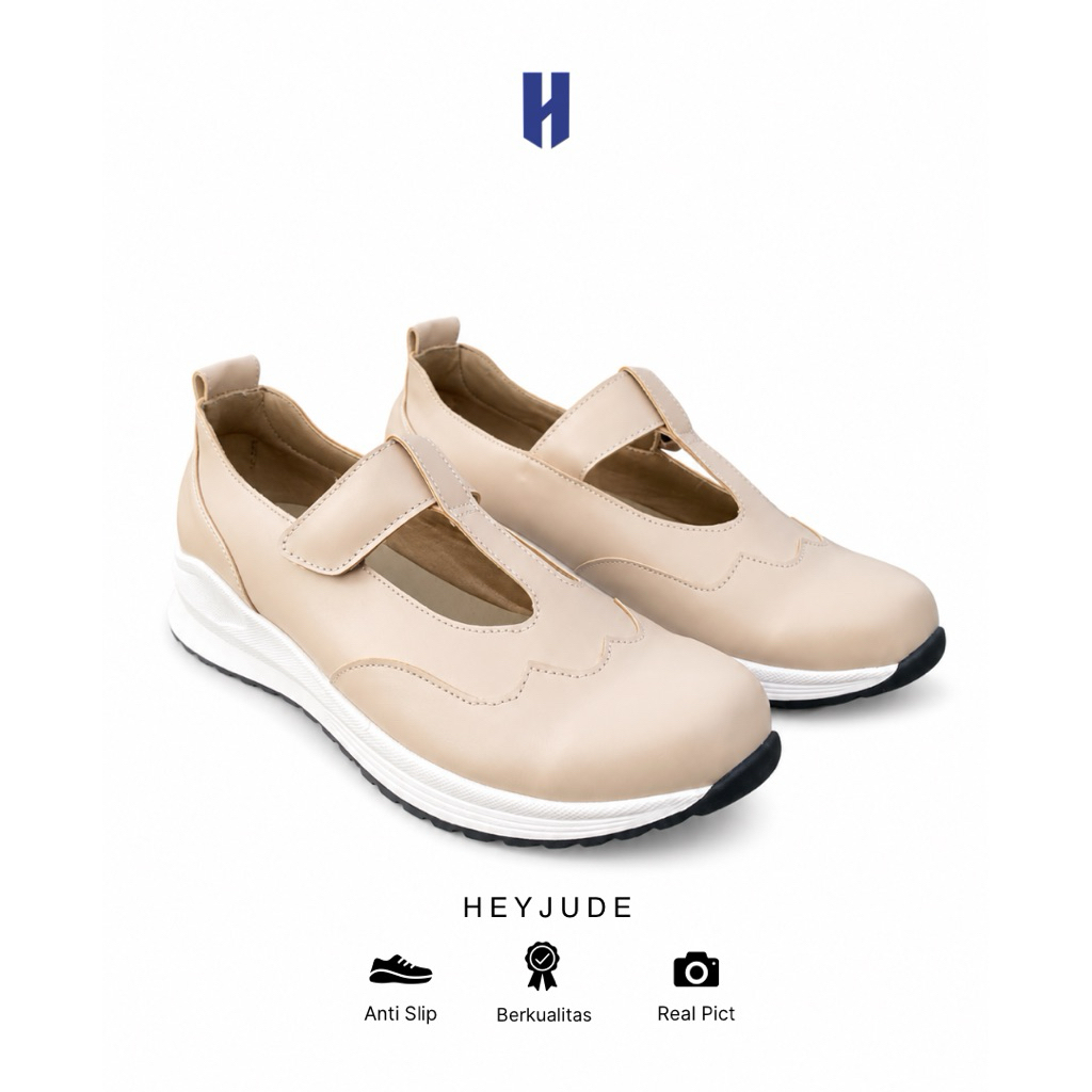 Heyjude | Ivory Creamy Sepatu Wanita | Sepatu Casual Sneakers Hitam