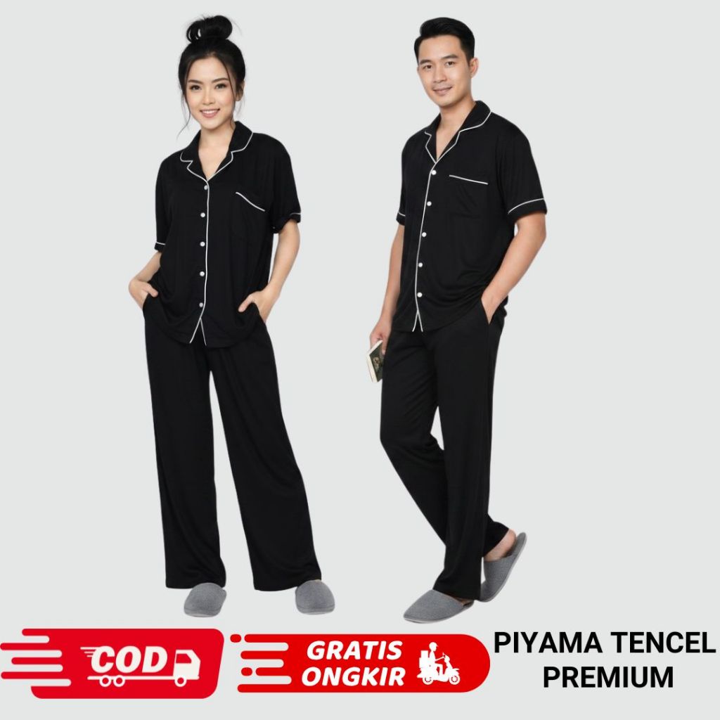Baju Tidur Katun Rayon Wanita Pria LZS Piyama Tencel Pasutri Kado Pernikahan Lembut Busui Ringan Ant