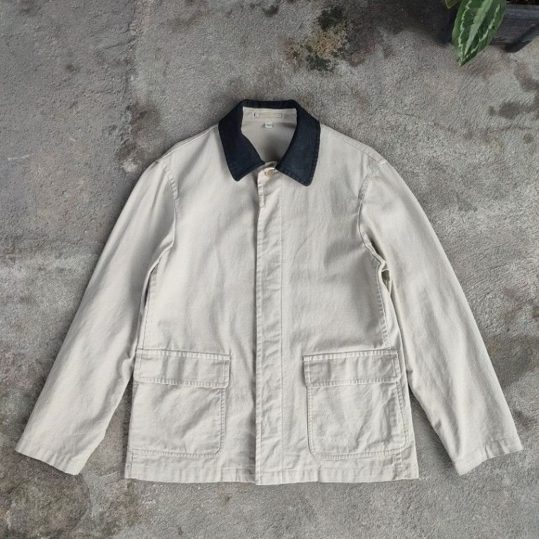 Uniqlo Chore Work Jacket Washed Canvas Denim