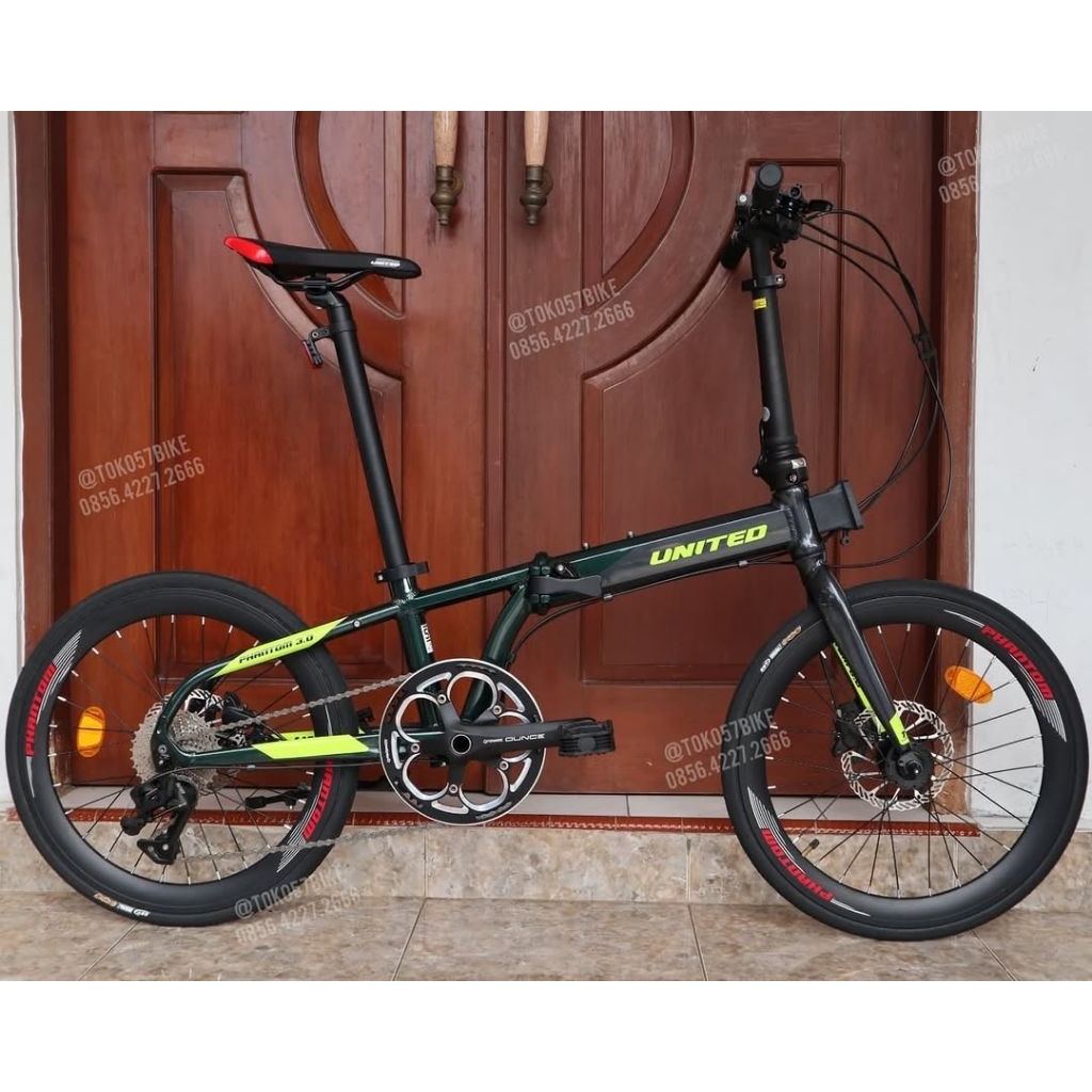 Sepeda Lipat United Phantom 3.0 Folding Bike 20 Inch Alloy 10 Speed Hydraulic Disc Brake Original