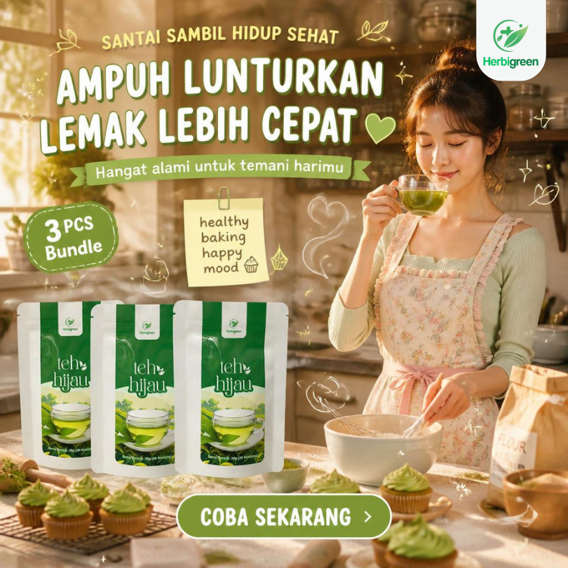 TEH HIJAU HERBIGREEN PAKET Teh Langsing 3 PCS Penurun Berat Badan BPOM Premium Slimming Tea Organik 
