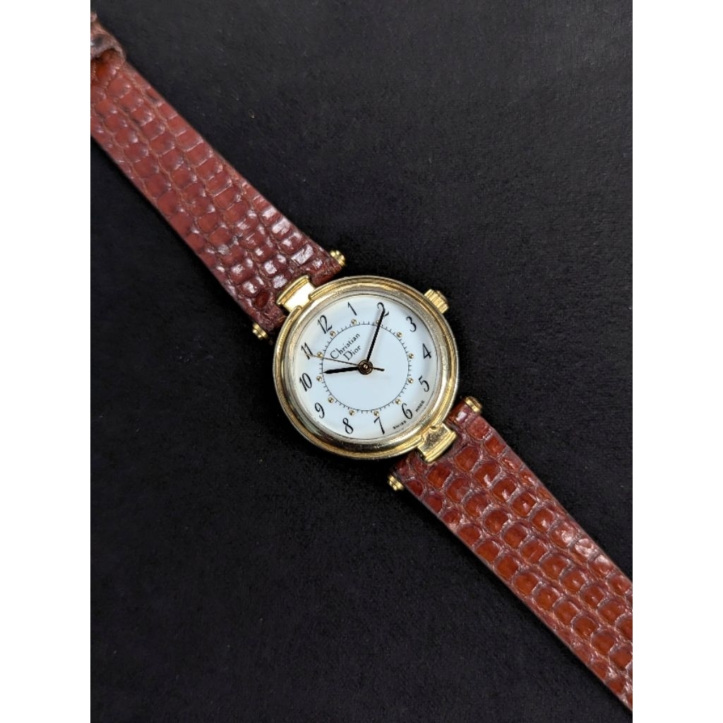Vintage Christian Dior Gold Tone Quartz, Jam Tangan Fashion Wanita